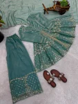 TRENDING FENDY SILK EMBROIDERY SEQUENCE WORK TOP PALAZZO WITH DUPATTA FESTIVE WEAR WHOLESALE PRICE ETHNIC GARMENT (5)