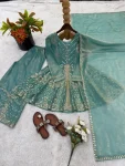TRENDING FENDY SILK EMBROIDERY SEQUENCE WORK TOP PALAZZO WITH DUPATTA FESTIVE WEAR WHOLESALE PRICE ETHNIC GARMENT (5)
