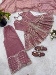 TRENDING FENDY SILK EMBROIDERY SEQUENCE WORK TOP PALAZZO WITH DUPATTA FESTIVE WEAR WHOLESALE PRICE ETHNIC GARMENT (15)