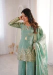 TRENDING FENDY SILK EMBROIDERY SEQUENCE WORK TOP PALAZZO WITH DUPATTA WEDDING WEAR WHOLESALE PRICE ETHNIC GARMENT (6)