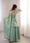 TRENDING FENDY SILK EMBROIDERY SEQUENCE WORK TOP PALAZZO WITH DUPATTA WEDDING WEAR WHOLESALE PRICE ETHNIC GARMENT (6)