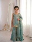 TRENDING FENDY SILK EMBROIDERY SEQUENCE WORK WITH REAL MIRROR WORK MOTHER DAUGHTER SET WEDDING WEAR WHOLESALE PRICE ETHNIC GARMENT