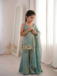 TRENDING FENDY SILK EMBROIDERY SEQUENCE WORK WITH REAL MIRROR WORK MOTHER DAUGHTER SET WEDDING WEAR WHOLESALE PRICE ETHNIC GARMENT