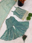 TRENDING FENDY SILK EMBROIDERY SEQUENCE WORK WITH REAL MIRROR WORK MOTHER DAUGHTER SET WEDDING WEAR WHOLESALE PRICE ETHNIC GARMENT