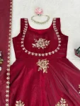 TRENDING FENDY SILK THREAD AND SEQUENCE WORK GOWN PALAZZO WITH DUPATTA WEDDING WEAR WHOLESALE PRICE ETHNIC GARMENT (3)