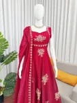 TRENDING FENDY SILK THREAD AND SEQUENCE WORK GOWN PALAZZO WITH DUPATTA WEDDING WEAR WHOLESALE PRICE ETHNIC GARMENT (18)