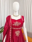 TRENDING FENDY SILK THREAD AND SEQUENCE WORK GOWN PALAZZO WITH DUPATTA WEDDING WEAR WHOLESALE PRICE ETHNIC GARMENT (18)