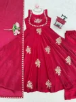 TRENDING FENDY SILK THREAD AND SEQUENCE WORK GOWN PALAZZO WITH DUPATTA WEDDING WEAR WHOLESALE PRICE ETHNIC GARMENT (18)