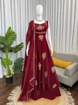 TRENDING FENDY SILK THREAD AND SEQUENCE WORK GOWN PALAZZO WITH DUPATTA WEDDING WEAR WHOLESALE PRICE ETHNIC GARMENT (3)