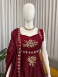 TRENDING FENDY SILK THREAD AND SEQUENCE WORK GOWN PALAZZO WITH DUPATTA WEDDING WEAR WHOLESALE PRICE ETHNIC GARMENT (3)
