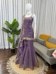 TRENDING FENDY SILK THREAD WITH SEQUENCE WITH REAL MIRROR WITH READYMADE LACE BORDER WORK TOP PALAZZO WITH DUPATTA FESTIVE WEAR WHOLESALE PRICE ETHNIC GARMENT (15)