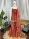 TRENDING FENDY SILK THREAD WITH SEQUENCE WITH REAL MIRROR WITH READYMADE LACE BORDER WORK TOP PALAZZO WITH DUPATTA FESTIVE WEAR WHOLESALE PRICE ETHNIC GARMENT (3)