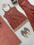 TRENDING FENDY SILK THREAD WITH SEQUENCE WITH REAL MIRROR WITH READYMADE LACE BORDER WORK TOP PALAZZO WITH DUPATTA FESTIVE WEAR WHOLESALE PRICE ETHNIC GARMENT (3)