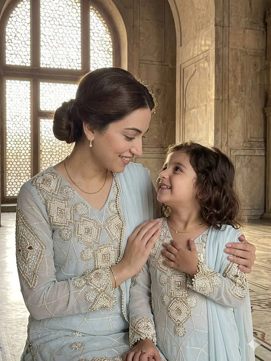 TRENDING GEORGETTE SEQUENCE EMBROIDERY WORK MOTHER DAUGHTER SET FESTIVE WEAR WHOLESALE PRICE ETHNIC GARMENT (10)