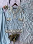 TRENDING GEORGETTE SEQUENCE EMBROIDERY WORK MOTHER DAUGHTER SET FESTIVE WEAR WHOLESALE PRICE ETHNIC GARMENT (8)