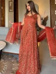 TRENDING GEORGETTE THREAD & SEQUENCE WITH FANCY LACE WORK GOWN PALAZZO WITH DUPATTA FESTIVE WEAR WHOLESALE PRICE ETHNIC GARMENT (5)