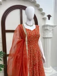 TRENDING GEORGETTE THREAD & SEQUENCE WITH FANCY LACE WORK GOWN PALAZZO WITH DUPATTA FESTIVE WEAR WHOLESALE PRICE ETHNIC GARMENT (5)