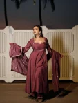 TRENDING HO SILK THREAD WORK GOWN BOTTOM WITH DUPATTA WINE