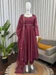 TRENDING HO SILK THREAD WORK GOWN BOTTOM WITH DUPATTA FESTIVE WEAR WHOLESALE PRICE ETHNIC GARMENT (4)