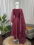 TRENDING HO SILK THREAD WORK GOWN BOTTOM WITH DUPATTA FESTIVE WEAR WHOLESALE PRICE ETHNIC GARMENT (4)