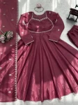 TRENDING HO SILK THREAD WORK GOWN BOTTOM WITH DUPATTA FESTIVE WEAR WHOLESALE PRICE ETHNIC GARMENT (4)