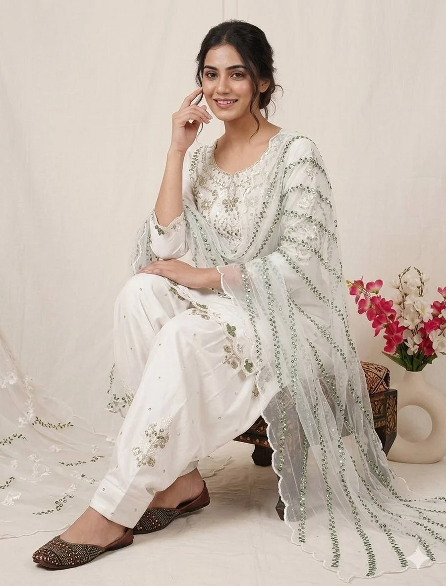 TRENDING JAPAN SATIN EMBROIDERY SEQUENCE WORK TOP PATIYALA WITH DUPATTA FESTIVE WEAR WHOLESALE PRICE ETHNIC GARMENT (11)
