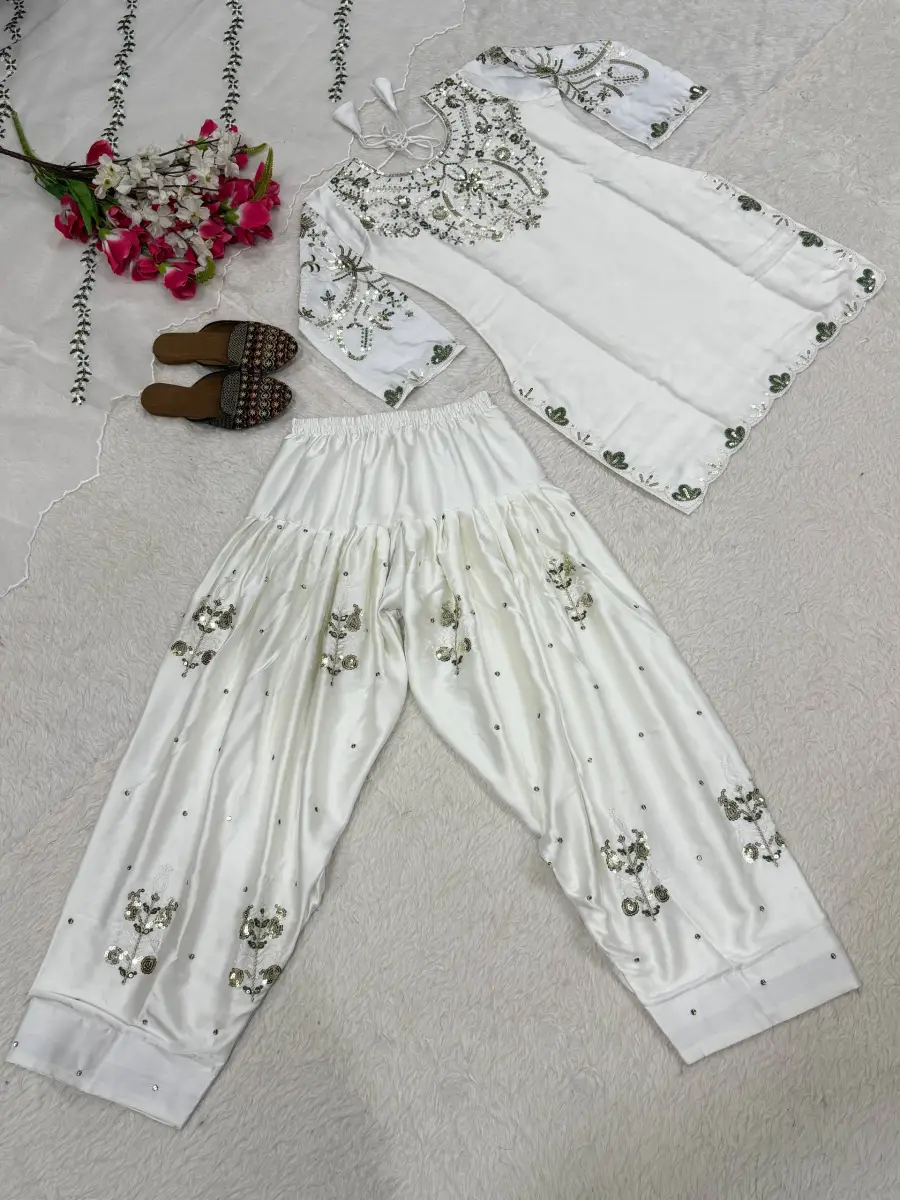 TRENDING JAPAN SATIN EMBROIDERY SEQUENCE WORK TOP PATIYALA WITH DUPATTA FESTIVE WEAR WHOLESALE PRICE ETHNIC GARMENT (23)