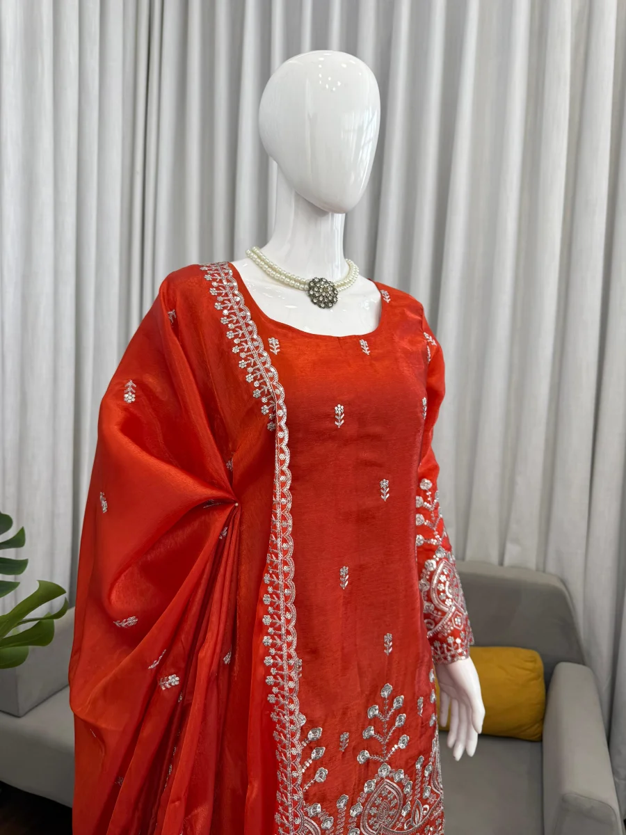 TRENDING JMC SILK THREAD WITH SEQUENCE WORK TOP SHARARA WITH DUPATTA WEDDING WEAR WHOLESALE PRICE ETHNIC GARMENT (15)