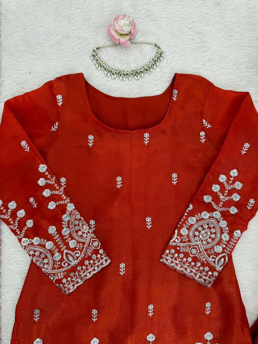 TRENDING JMC SILK THREAD WITH SEQUENCE WORK TOP SHARARA WITH DUPATTA WEDDING WEAR WHOLESALE PRICE ETHNIC GARMENT (21)