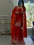 TRENDING JMC SILK THREAD WITH SEQUENCE WORK TOP SHARARA WITH DUPATTA WEDDING WEAR WHOLESALE PRICE ETHNIC GARMENT (23)