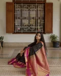 TRENDING LICHI SILK JACQUARD WORK SAREE WITH UNSTITCHED BLOUSE DAILY WEAR WHOLESALE PRICE ETHNIC GARMENT (4)
