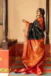 TRENDING LICHI SILK JACQUARD WORK SAREE WITH UNSTITCHED BLOUSE FESTIVE WEAR WHOLESALE PRICE ETHNIC GARMENT (12)