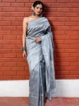 TRENDING LICHI SILK RICH PALLU & JACQUARD WORK SAREE WITH UNSTITCHED BLOUSE DAILY WEAR WHOLESALE PRICE ETHNIC GARMENT (1)