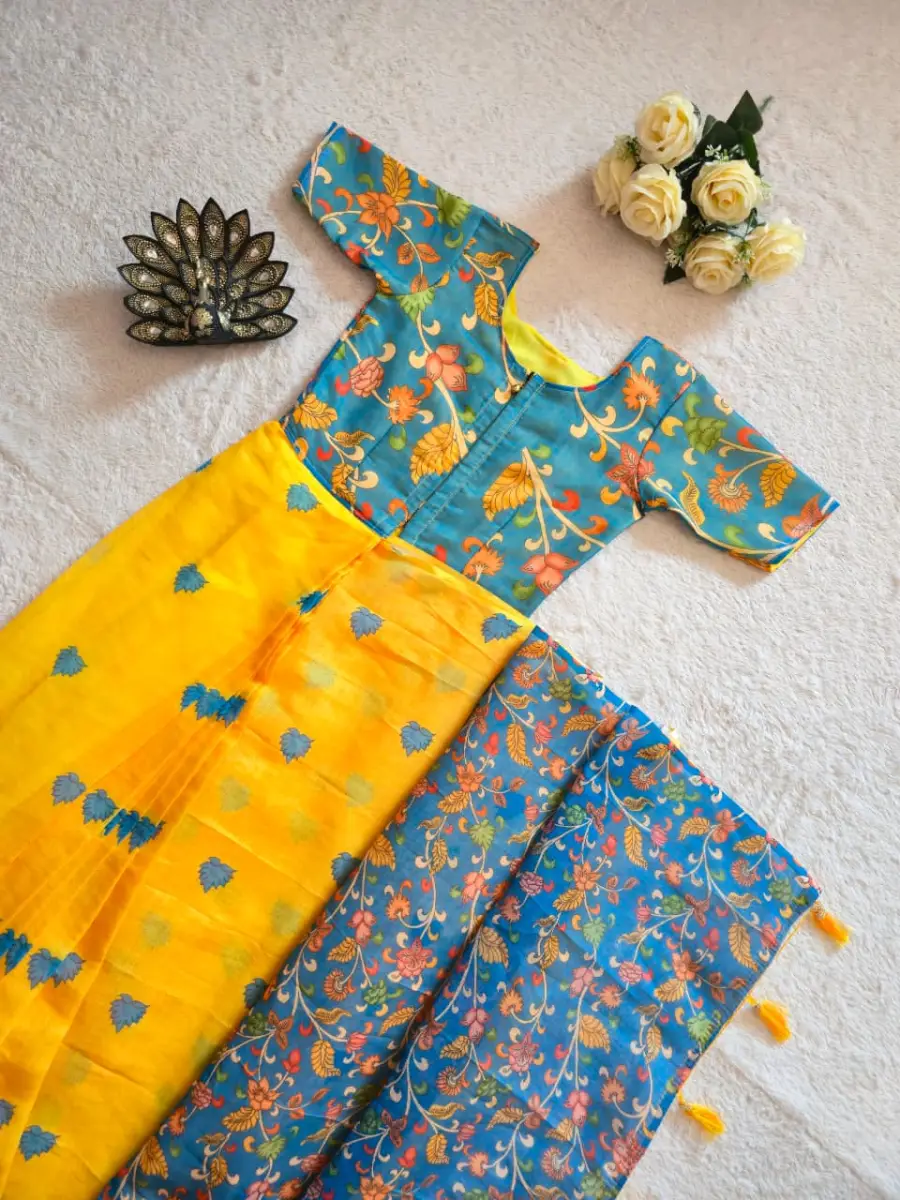 TRENDING LINEN SILK PRINTED WORK GOWN SAREE DAILY WEAR WHOLESALE PRICE ETHNIC GARMENT (1)