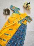 TRENDING LINEN SILK PRINTED WORK GOWN SAREE DAILY WEAR WHOLESALE PRICE ETHNIC GARMENT (3)