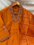 TRENDING MANGO SILK EMBROIDERY SEQUENCE & HAND WORK TOP BOTTOM WITH DUPATTA FESTIVE WEAR WHOLESALE PRICE ETHNIC GARMENT (11)