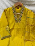 TRENDING MANGO SILK EMBROIDERY SEQUENCE & HAND WORK TOP BOTTOM WITH DUPATTA FESTIVE WEAR WHOLESALE PRICE ETHNIC GARMENT (2)