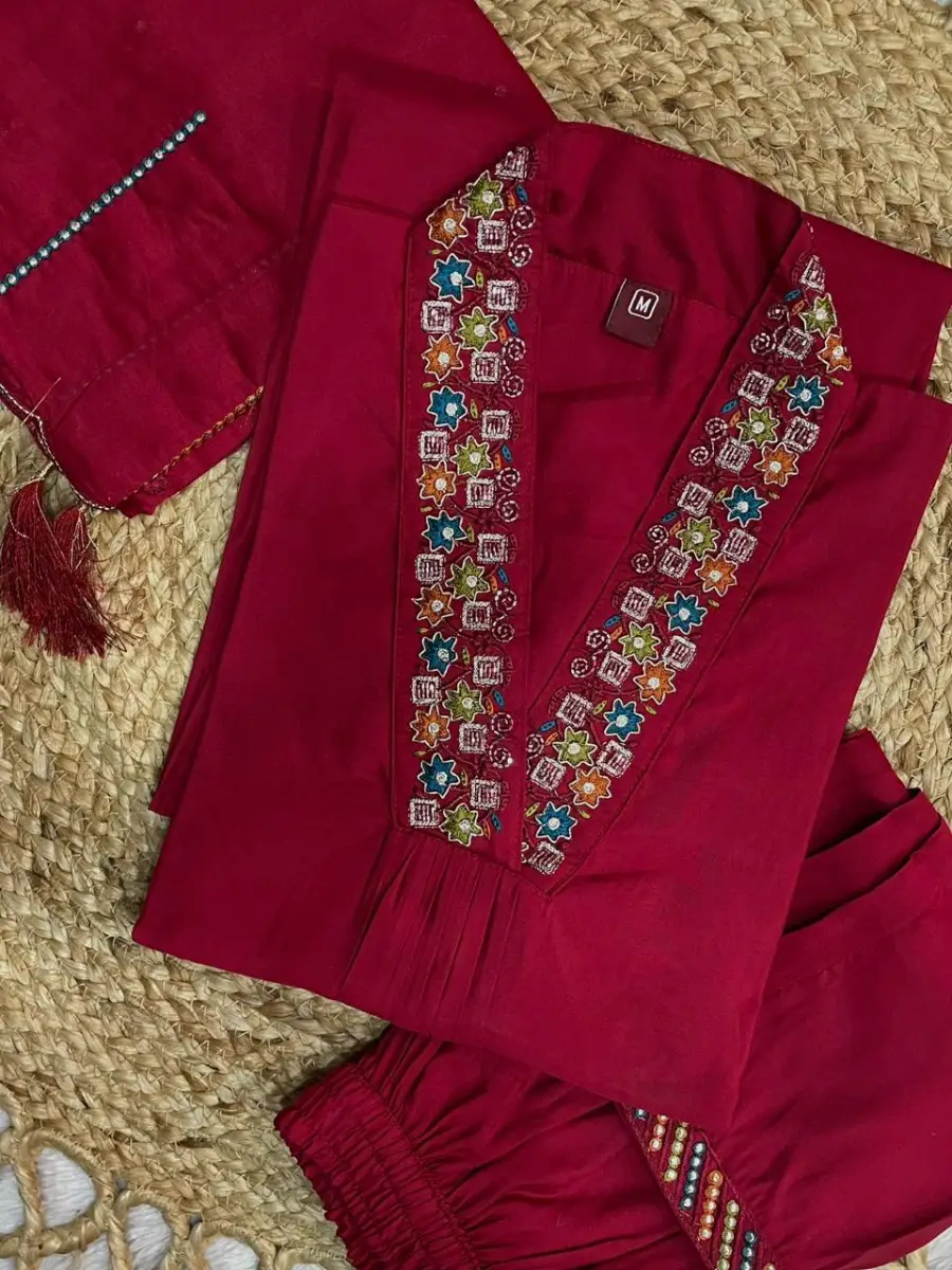 TRENDING MANGO SILK EMBROIDERY SEQUENCE & HAND WORK TOP BOTTOM WITH DUPATTA FESTIVE WEAR WHOLESALE PRICE ETHNIC GARMENT (8)