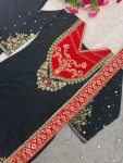 TRENDING MASKA COTTON EMBROIDERY AND SEQUENCE WORK TOP PALAZZO WITH DUPATTA FESTIVE WEAR WHOLESALE PRICE ETHNIC GARMENT (2)