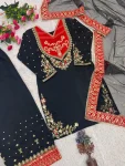 TRENDING MASKA COTTON EMBROIDERY AND SEQUENCE WORK TOP PALAZZO WITH DUPATTA FESTIVE WEAR WHOLESALE PRICE ETHNIC GARMENT (2)