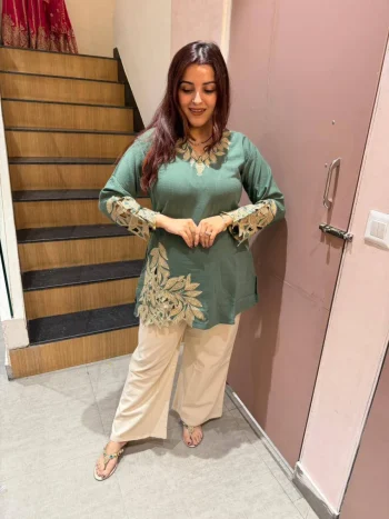 TRENDING MUL COTTON EMBROIDERY WORK CO-ORD SET RAMA