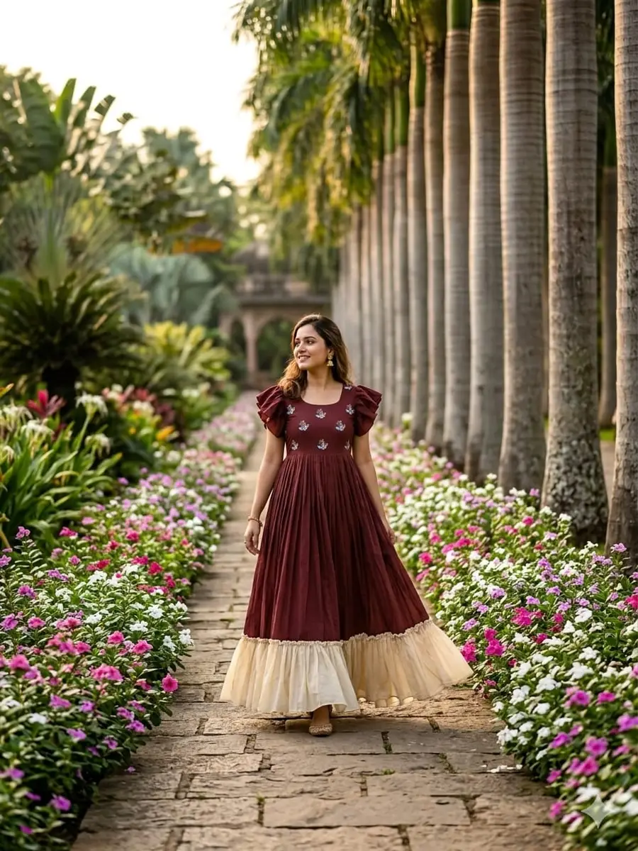 TRENDING MUL COTTON MAGGAM WORK ONE PIECE DRESS FESTIVE WEAR WHOLESALE PRICE ETHNIC GARMENT (1)