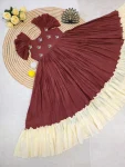 TRENDING MUL COTTON MAGGAM WORK ONE PIECE DRESS FESTIVE WEAR WHOLESALE PRICE ETHNIC GARMENT (5)