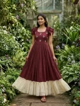 TRENDING MUL COTTON MAGGAM WORK ONE PIECE DRESS FESTIVE WEAR WHOLESALE PRICE ETHNIC GARMENT (5)