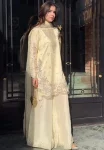 TRENDING NATURAL CREPE SILK MULTI NEEDLE SEQUENCE EMBROIDERY WORK TOP PALAZZO WITH DUPATTA OFF WHITE