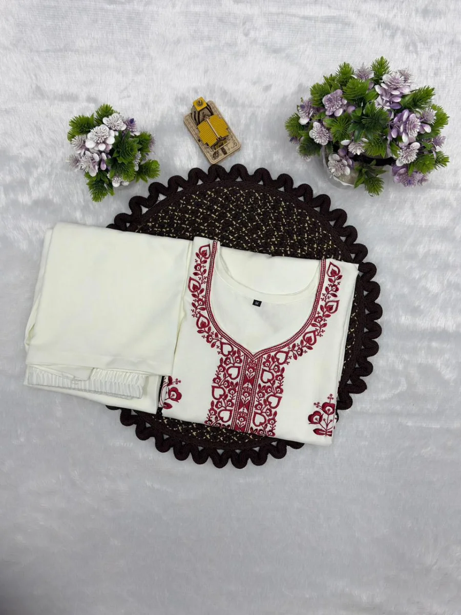 TRENDING RAYON COTTON EMBROIDERY WORK TOP PALAZZO SET OFFICE WEAR WHOLESALE PRICE ETHNIC GARMENT (1)