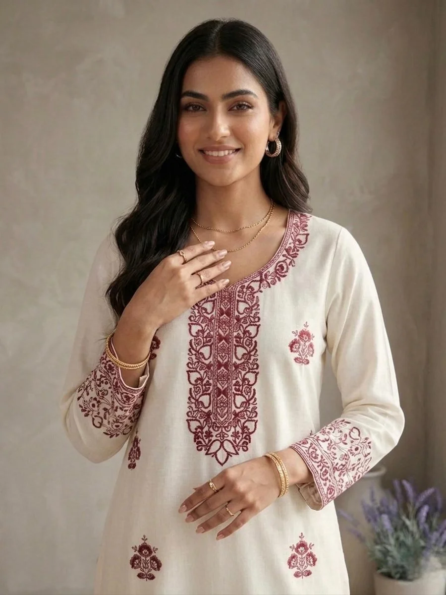 TRENDING RAYON COTTON EMBROIDERY WORK TOP PALAZZO SET OFFICE WEAR WHOLESALE PRICE ETHNIC GARMENT (3)