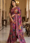 TRENDING ROMAN SILK AJARAKH PRINT WITH REAL MIRROR WORK SAREE WITH UNSTITCHED BLOUSE PARTY WEAR WHOLESALE PRICE ETHNIC GARMENT (5)