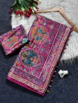 TRENDING ROMAN SILK AJARAKH PRINT WITH REAL MIRROR WORK SAREE WITH UNSTITCHED BLOUSE PARTY WEAR WHOLESALE PRICE ETHNIC GARMENT (5)