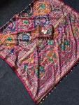 TRENDING ROMAN SILK AJARAKH PRINT WITH REAL MIRROR WORK SAREE WITH UNSTITCHED BLOUSE PARTY WEAR WHOLESALE PRICE ETHNIC GARMENT (5)